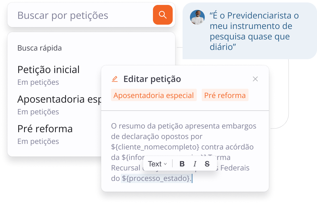 Demonstração de features de petições