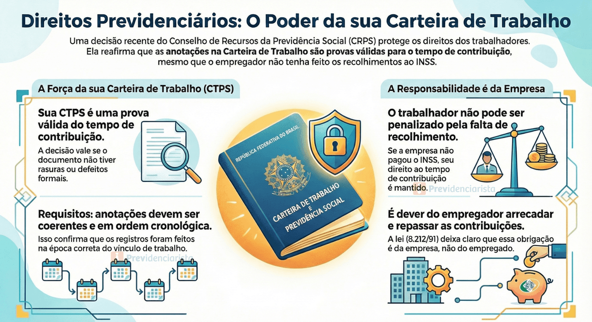 infográfico que explica o poder da carteira de trabalho para aposentadoria