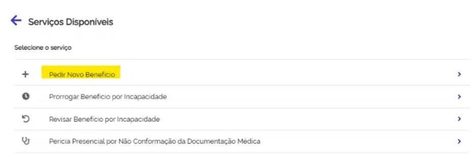 pedir novo benefício