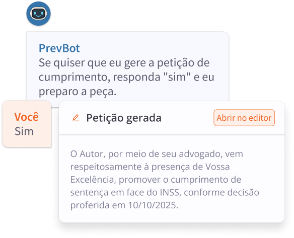 IA gerando uma minuta de petição com base nas informações reais do processo judicial