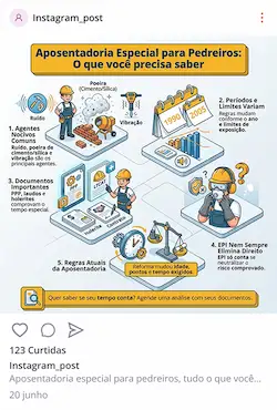 Exemplo de post PrevAds com infográfico sobre especialidade pedreiros