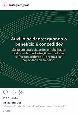 Exemplo de post PrevAds sobre auxílio-acidente somente texto